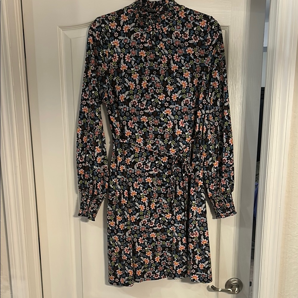 Boden Black and Pink, blue Dress with Bishop Sleeves